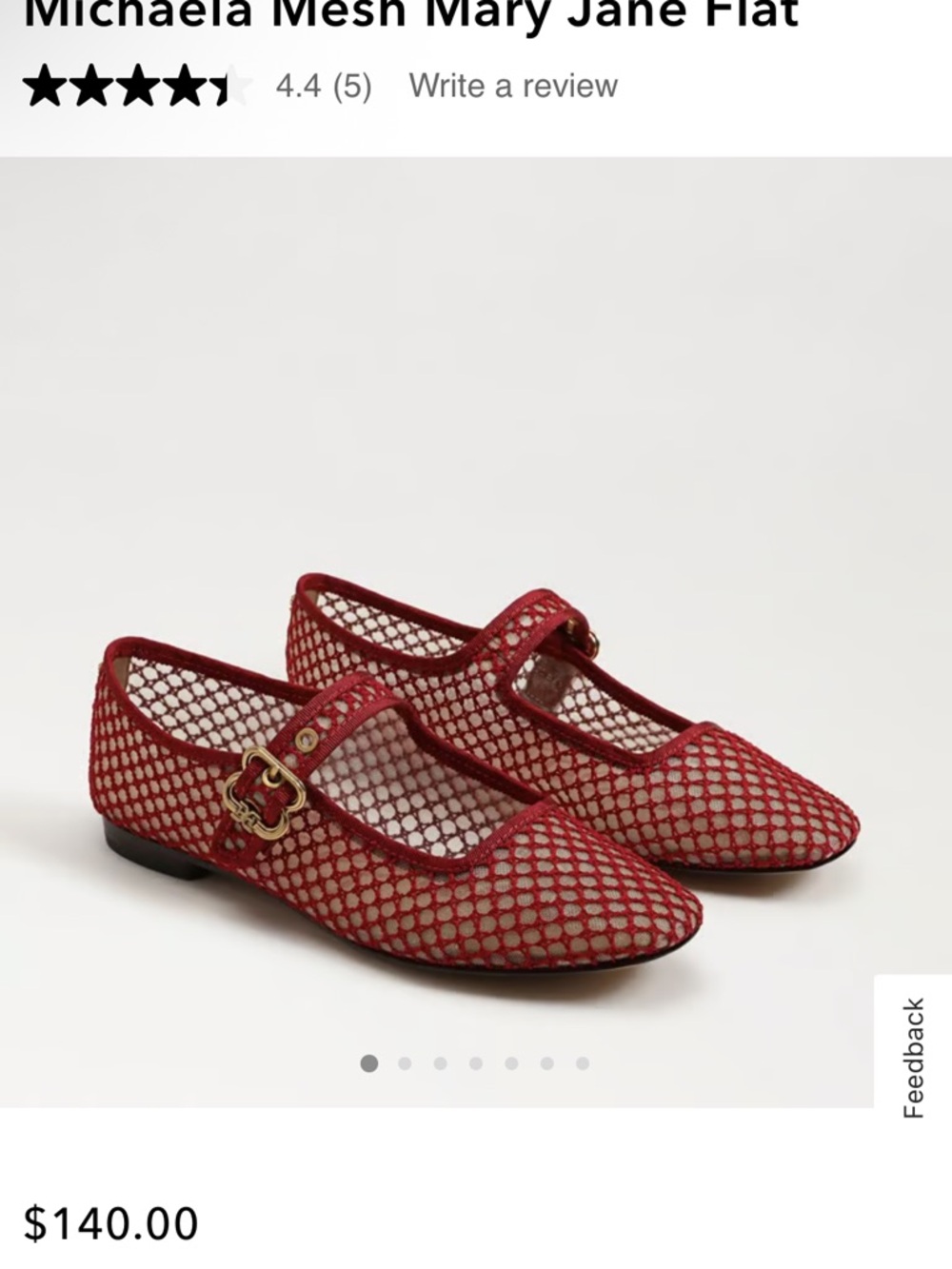 NWT Sam Edelman Mary Jane Mesh Flat in Scarlet Sz 7
